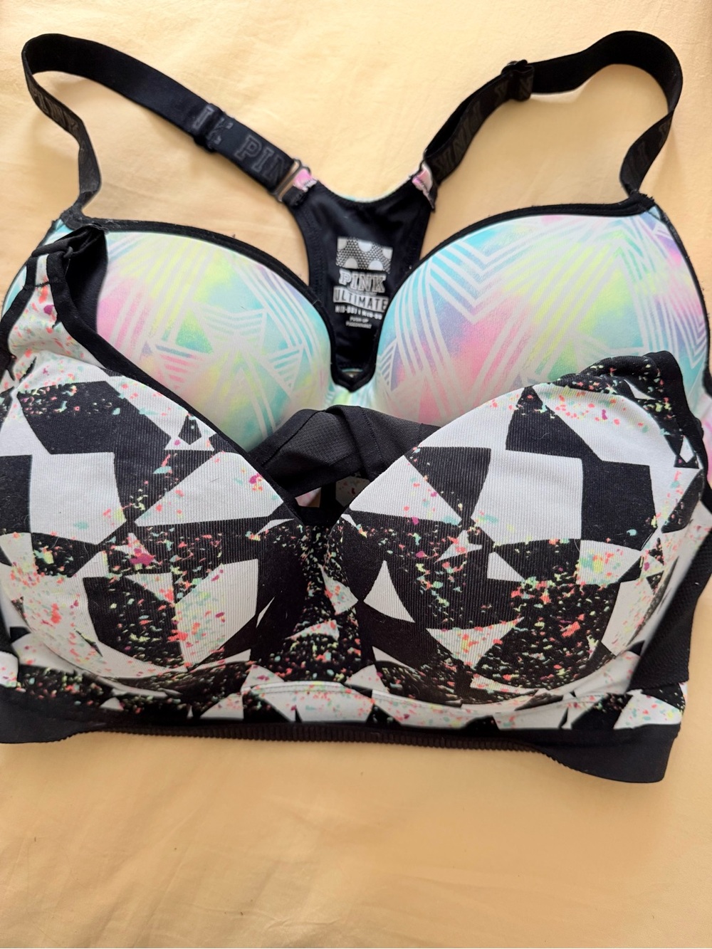 Victoria's Secret Multicolor & Black Patterned Sports Bras (Set of 2)